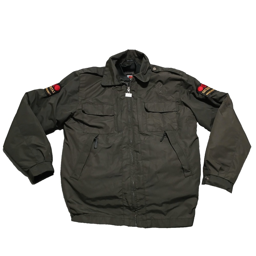 Galls Securitas Bomber Jacket Dark Gray Front Pockets Zip Out Quilt Lined Size S